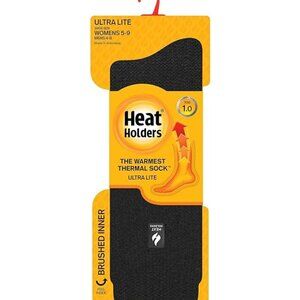 NWT Heat Holders Women Ultra Lite Min Weight Thermal Sock Black Sz 5-9 $30 6C127
